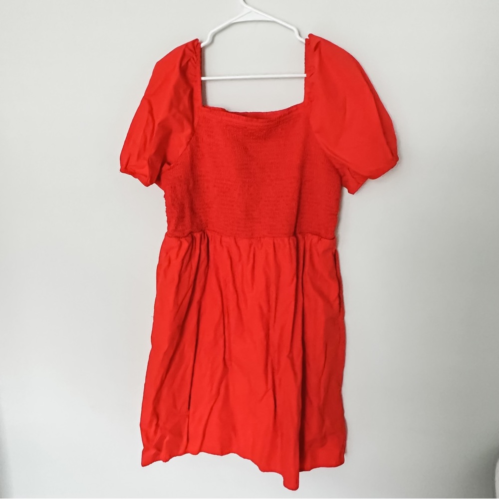 LOFT Rouched Puffer Sleeve Dress